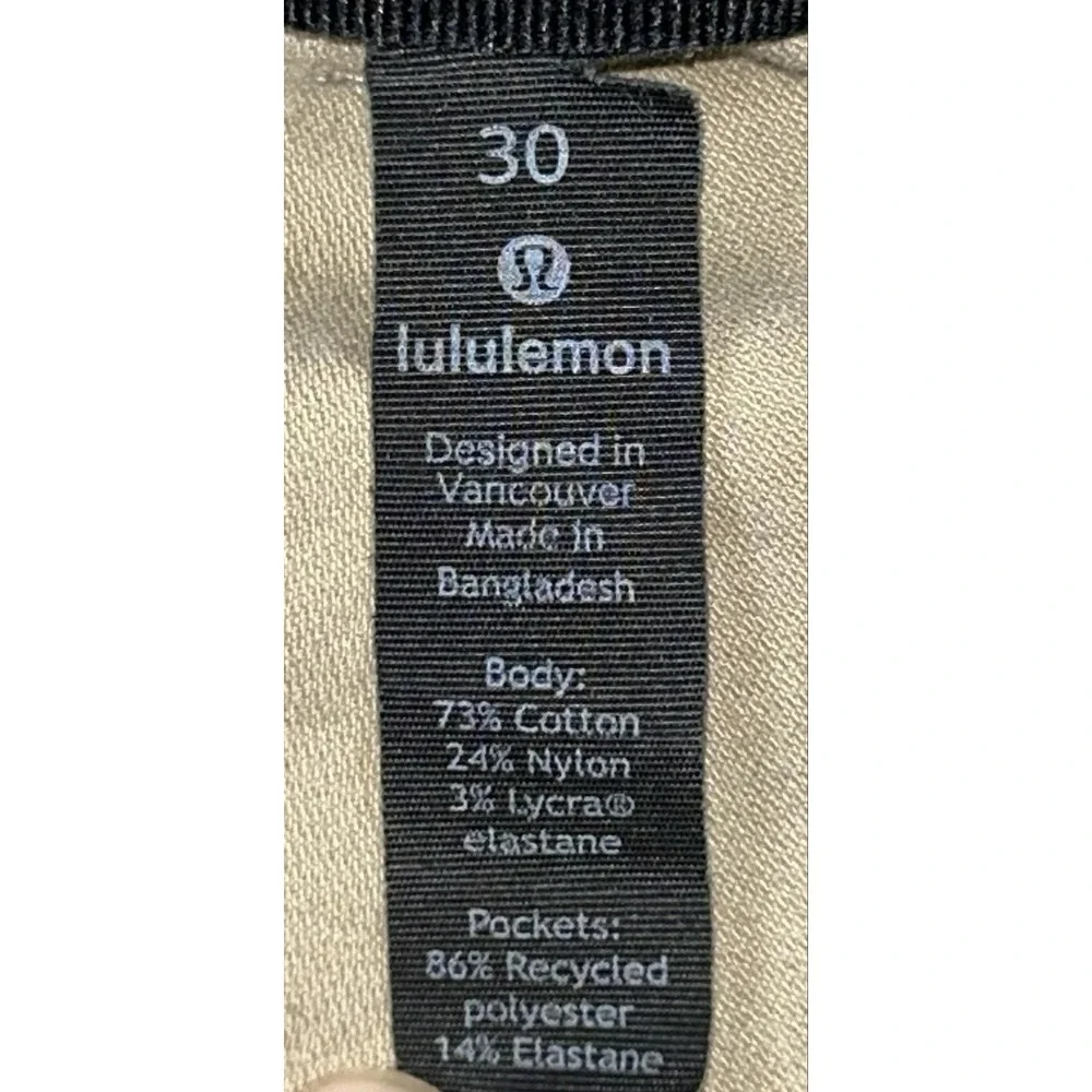 Lululemon Pants Mens 30x30 Beige Stretch Chino Casual Slim Straight Leg Twill